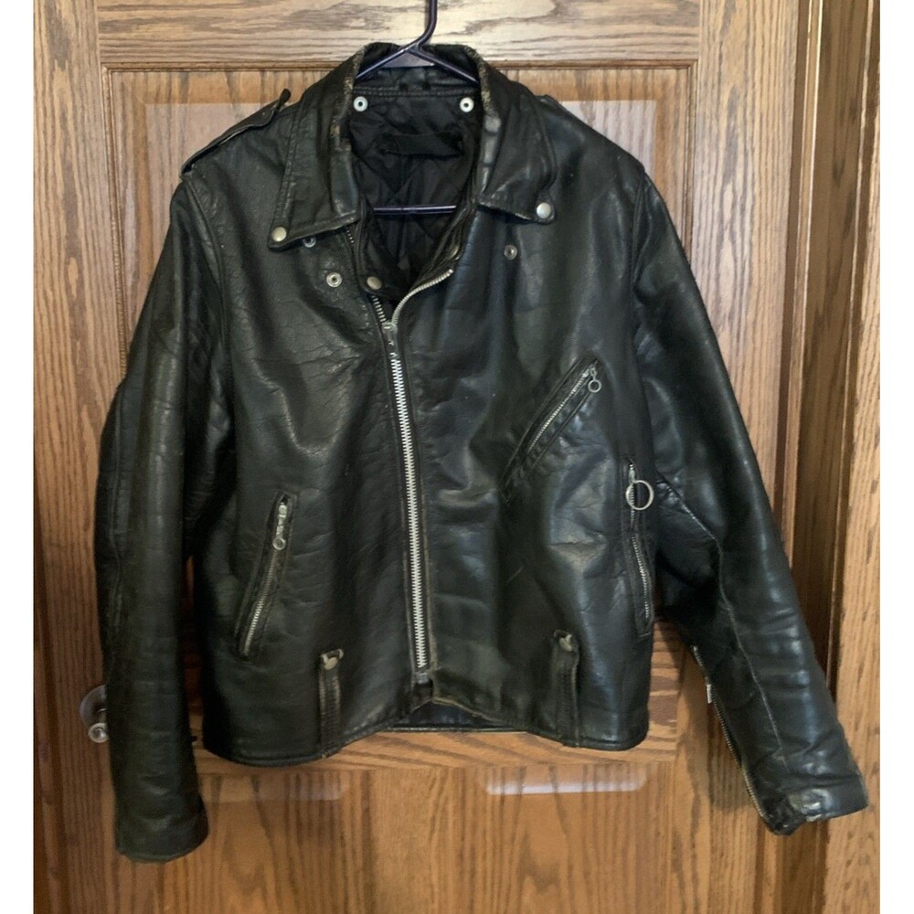 Vintage 70’s Leather Jacket Mens XL ? Distressed Biker Motorcycle Grunge